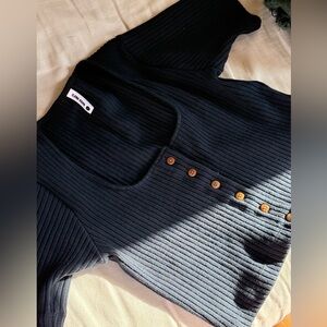 Ilana Kohn Krysta top: ribbed short sleeve cardigan